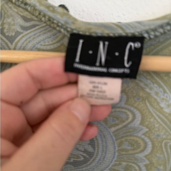 Y2K INC Paisley Babydoll Blouse M Green Boho Bell Dress Top - Picture 6 of 10